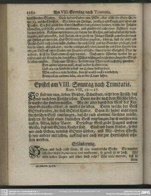 Epistel am VIII. Sonntag nach Trinitatis, Rom. VIII, 12-17