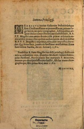 Ocularia et manipulus Fratrum minorum