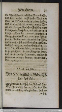 XXIII. Capitel. Von der eigentlichen GeburthsZeit JEsu