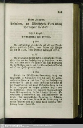 Elfter Abschnitt. Besondere, der Wirthschafts-Verwaltung übertragene Geschäfte