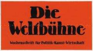 Werbeaufkleber für die Zeitschrift "Weltbühne"