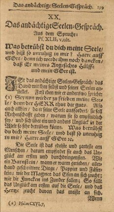 XX. Das andächtige Seelen-Gespräch