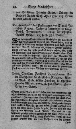 Betrachtungen über die Wahrheiten der christlichen Religion. Buch.4.,Hälfte.1.2.