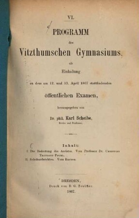 Die Bedeutung des Aoristus : (Progr. d. Vitzthumschen Gymn.)