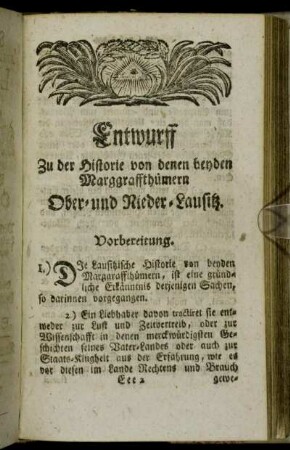 Entwurff Zu der Historie von...Ober und Nieder-Lausitz. - No. II. Etlicher Theologorum Schrifftmässiges Bedencken,[...]