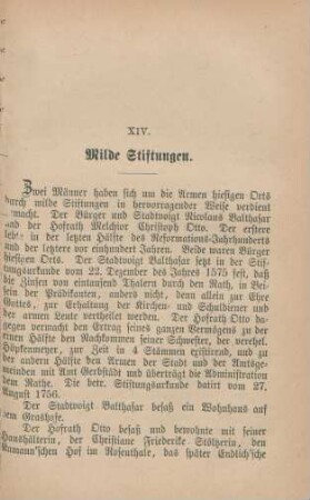 XIV. Milde Stiftungen