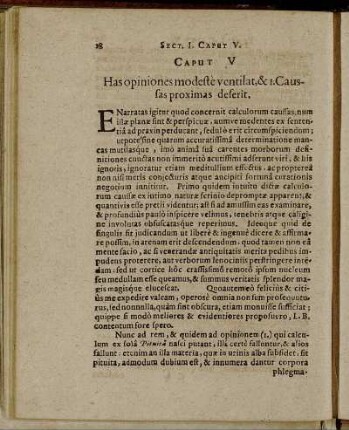 Caput V Has opiniones modeste ventilat, & I. Caussas proximas deserit.