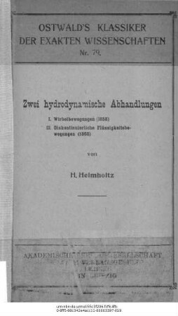 79: Zwei hydrodynamische Abhandlungen