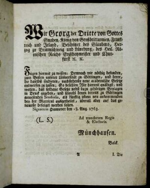 Wir Georg der Dritte von Gottes Gnaden,[...]