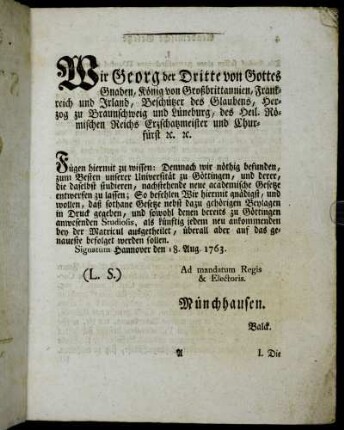 Wir Georg der Dritte von Gottes Gnaden,[...]