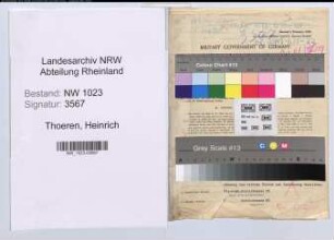Entnazifizierung Heinrich Thoeren , geb. 16.10.1903 (Gastwirt)