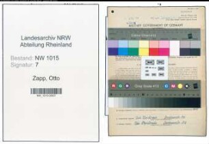 Entnazifizierung Otto Zapp , geb. 28.01.1900 (Vulkaniseur)