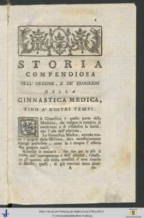 Storia Compendiosa Dell‘ Origine, E De‘ Progressi Della Ginnastica Medica, Fino A‘ Nostri Tempi.