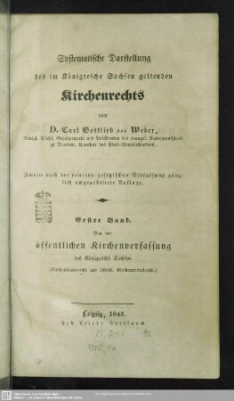 1: Von der öffentlichen Kirchenverfassung des Königreichs Sachsen
