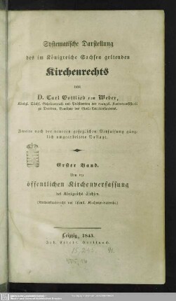 1: Von der öffentlichen Kirchenverfassung des Königreichs Sachsen