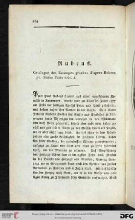 Rubens, Catalogue des Estampes gravées d'apres Rubens pr. Basan Paris 1767. 8