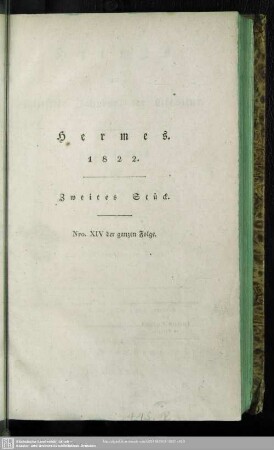 14.1822: Hermes oder kritisches Jahrbuch der Literatur