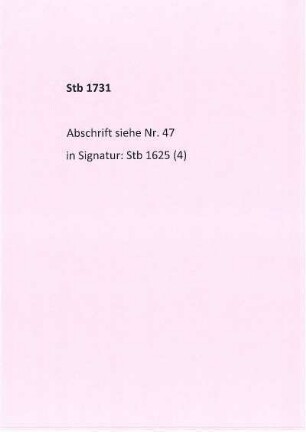 Stb 1731, Abschrift Nr. 47