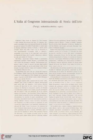 24: L' Italia al Congresso Internazionale di Storia dell'Arte : (Parigi, settembre-ottobre 1921)