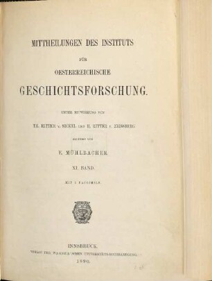 Mitteilungen des Instituts für Österreichische Geschichtsforschung : MIÖG. 11, 11. 1890