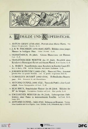 A. Gemälde und Kupferstiche (Nr. 1-45) mit Tafel