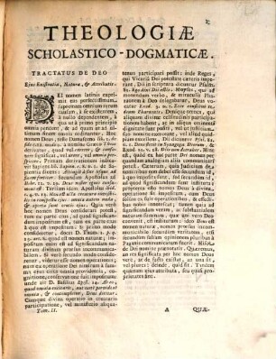 Theologia Scholastico-Dogmatica Juxta Mentem D. Thomae Aquinatis : Ad Usum Discipulorum Ejusdem Angelici Praeceptoris, 1,2. De Deo, Attributis, & Visione Dei