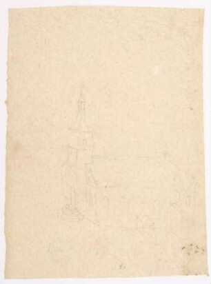Ansicht der Kirche (Folio, leichte Bleistiftskizze)