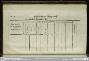 No. 3. Summarisches Verzeichniß der besonderen Krankheiten