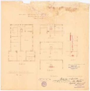 Evangelisches Diakonissenkrankenhaus Bethanien, Berlin-Kreuzberg Waschhaus, Aufzugsinstallation. Umbau: Grundrisse KG, EG und DG und Schnitt 1:100