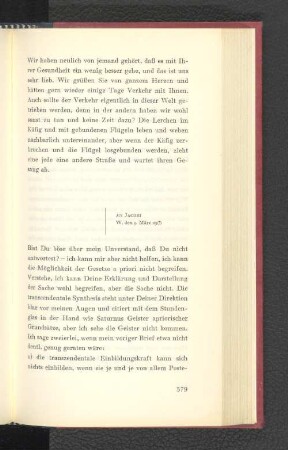 An Jacobi Wandsbeck, den 9. März 29(!)