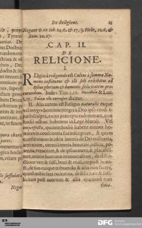 Cap. II. De Religione.