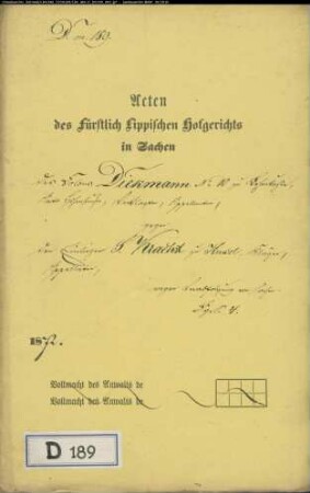 Diekmann Nr. 10 zu Lehmkuhle gegen Kracht zu Huxol - Sachenherausgabe
