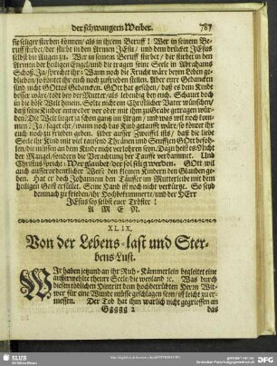 XLIX. Von der Lebens-last und Sterbens-Lust