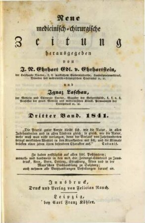 Neue medicinisch-chirurgische Zeitung. 1841,3, 1841, 3
