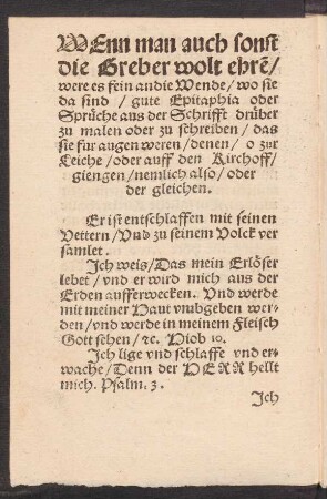 Wenn man auch sonst die Greber wolt ehre
