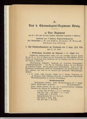 I. Als Divisionskavallerie im Verbande der 2. bayr. Inf. Div.