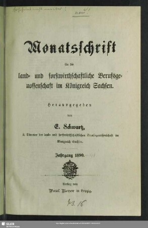 1890: Monatsschrift