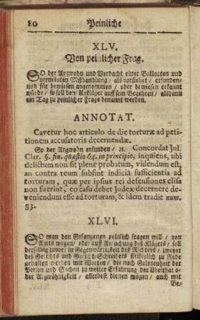 XLV. Von peinlicher Frag. - LXXIV. Von Kundschafft deß Beklagten zu seiner Entschuldigung.