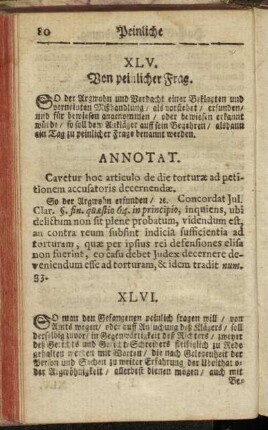 XLV. Von peinlicher Frag. - LXXIV. Von Kundschafft deß Beklagten zu seiner Entschuldigung.