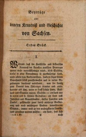 Beiträge zur innern Kenntniß und Geschichte von Sachsen. 1. 1785