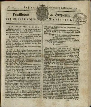 No. 70, Mittwoch den 1. September 1813
