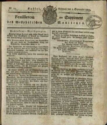 No. 70, Mittwoch den 1. September 1813