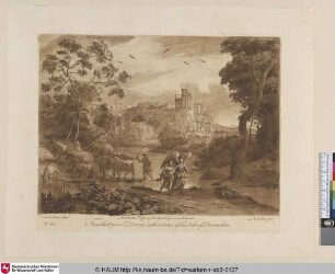 [Landschaft mit Tobias und dem Engel; A Landscape, with Cattle, and the Story of Tobias and the Angel, the Temple of the Sybil seen on a Hill]