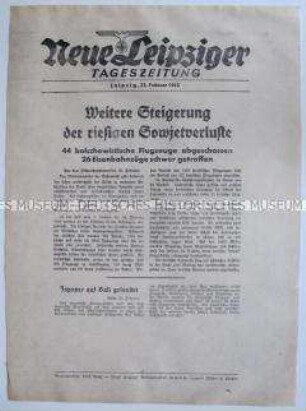 Extrablatt der "Neuen Leipziger Tageszeitung" zur Ostfront und der japanischen Landung auf Bali