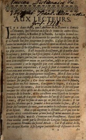 Nouveau dictionnaire de Voyageur François Allemand Latin et Allemand François Latin
