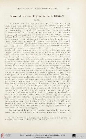 Intorno ad una testa di pietra trovata in Bologna