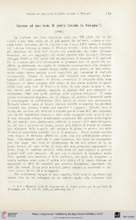 Intorno ad una testa di pietra trovata in Bologna