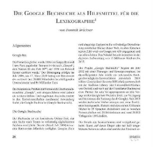 Die Google Buchsuche als Hilfsmittel für die Lexikographie