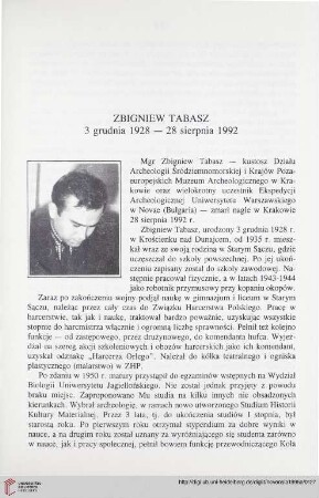 8: Zbigniew Tabasz : 3 grudnia 1928 - 28 sierpnia 1992