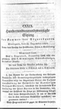129. Sitzung, Stuttgart, 15.12.1835
